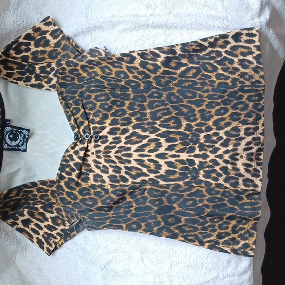 Leopard print KILLSTAR stretchy top with sweetheart neck side zip retro pinup